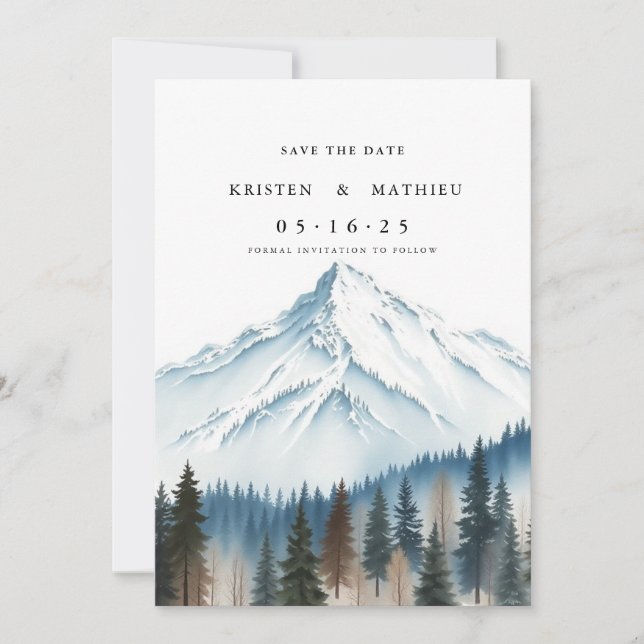 Save The Date Montagne numérique chic (Devant)