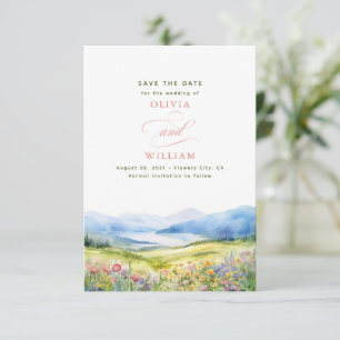 Save The Date Montagnes et Fleur sauvage Petit Mariage