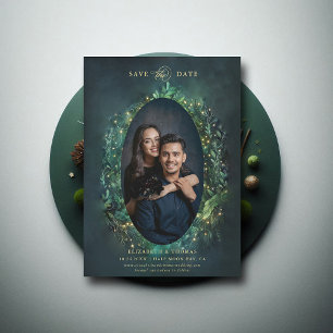 Save The Date Moody Dark Elegant Enchanted Forest Mariage photo