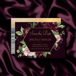 Save The Date Moody Passion Bouquet Dramatique de Rose de vin