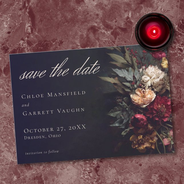 Save The Date Moody Romantic Dark Floral Gothic Wedding (Créateur téléchargé)