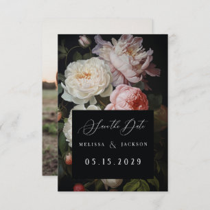 Save The Date Moody White Peony Blush Rose