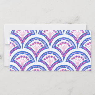 Save The Date motif damassé floral bleu