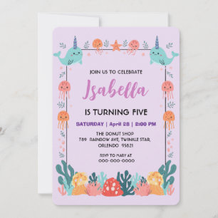 Save The Date Motif de poisson narval mignon aquarelle sous la m