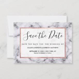 Save The Date Motif en pierre de marbre noir moderne