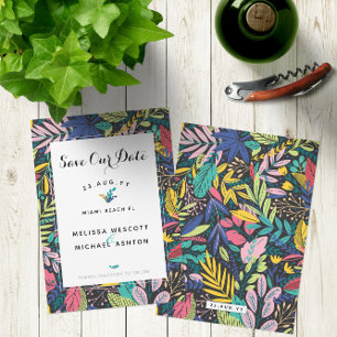 Save The Date Motif Feuille moderne aux couleurs vives