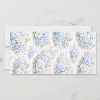 Save The Date Motif Floral Aquarelle Bleu Blanc Élégant