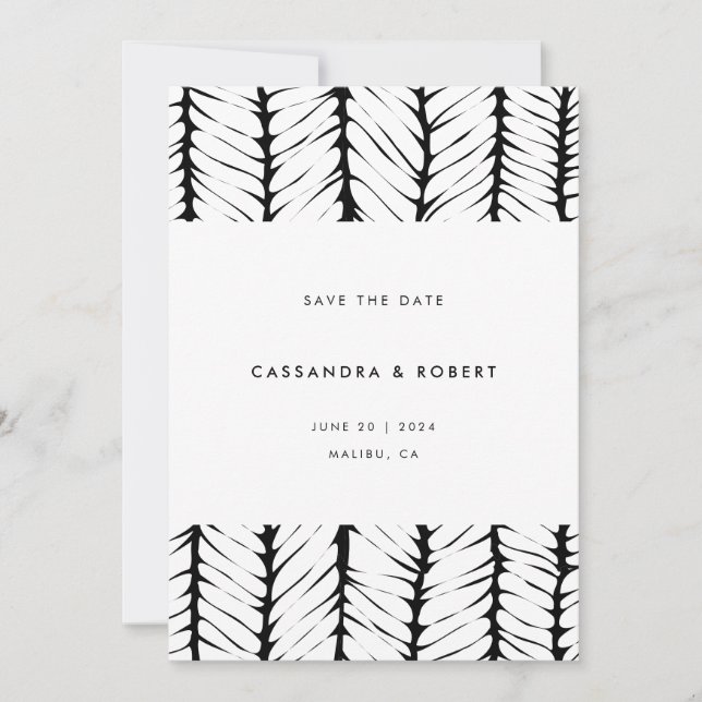 Save The Date Motif moderne Abstrait Graphic noir blanc (Devant)