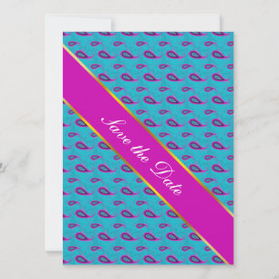 Save The Date Motif Peacock et Magenta Paisley
