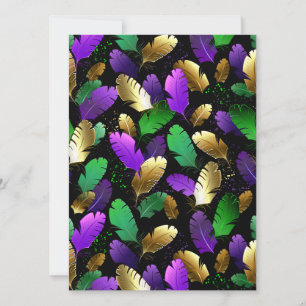 Save The Date Motif sans couture avec des plumes de Mardi Gras