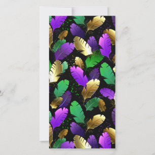 Save The Date Motif sans couture avec des plumes de Mardi Gras