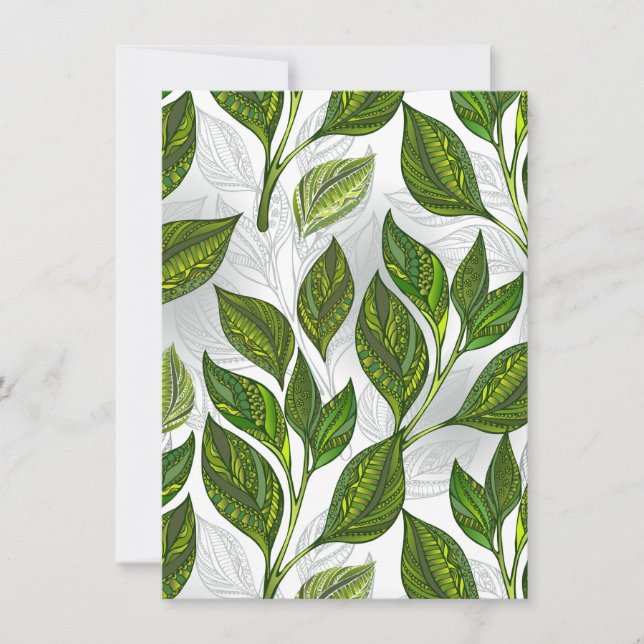 Save The Date Motif sans couture avec Feuilles de thé vert (Devant)