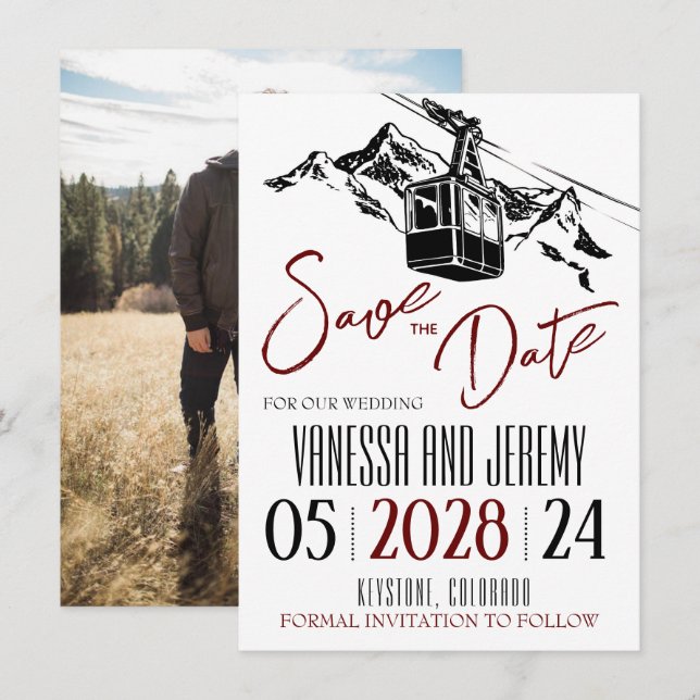 Save The Date Mountain Love Bourgogne (Devant / Derrière)