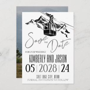 Save The Date Mountain Love Grey