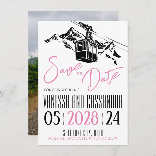 Save The Date Mountain Love Rose (Devant / Derrière)