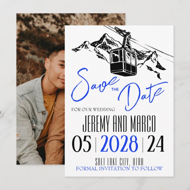 Save The Date Mountain Love Royal Blue (Devant / Derrière)