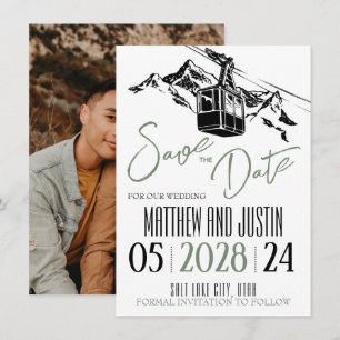 Save The Date Mountain Love Sage Green