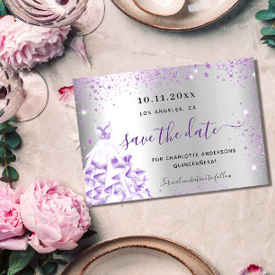 Save The Date Mousseux mauve argenté de Quinceanera