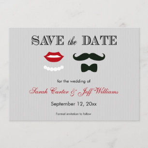 Save The Date Moustache et lèvres Gris Gris Gris Enregistrer les