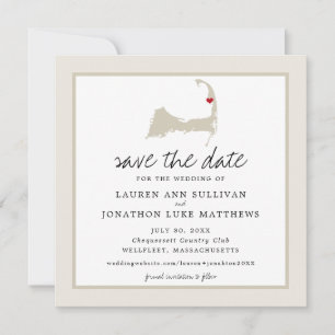 Save The Date Movable Red Heart Wellfleet Cape Cod Map Mariage