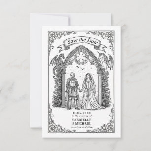 Save The Date Moyen Âge Gothique Mariée Mari Épouser Date De Mar
