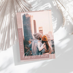 Save The Date Mr & Mrs Dusty Pink White Script Photo