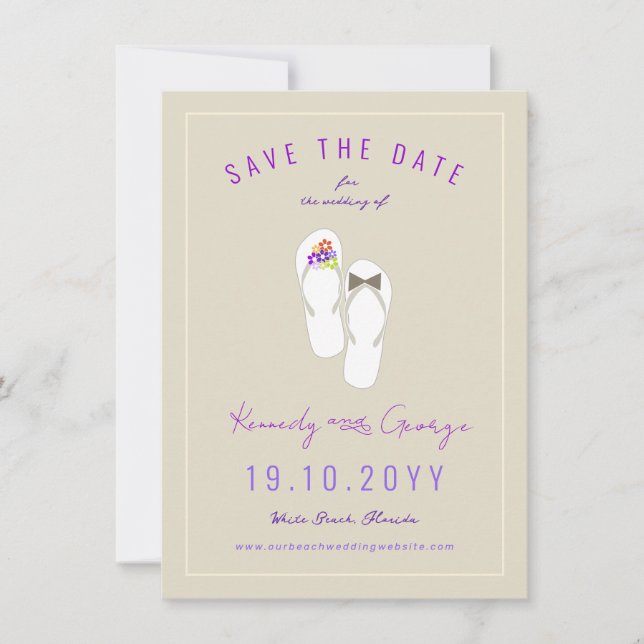 Save The Date Mr & Mrs Flip Flops Daisies Beach Wedding Photo (Devant)