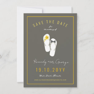 Save The Date Mr & Mrs Flip Flops Hibiscus Beach Mariage Photo