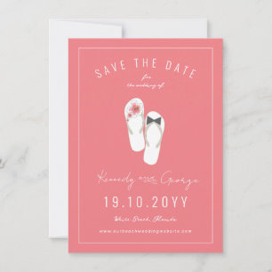 Save The Date Mr & Mrs Flip Flops Hibiscus Beach Mariage Photo