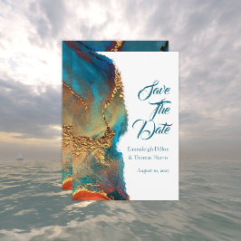 Save The Date Mystique Abstrait Coral Or Turquoise