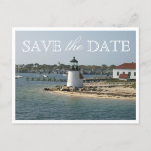Save the Date Nantucket Wedding Brant Point Light Ankündigungspostkarte