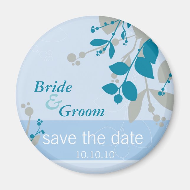 SAVE THE DATE: Natur - blass silber aquamarin Magnet (Vorne)