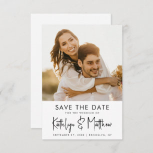 Save The Date Natural White Fun Script Mariage photo moderne