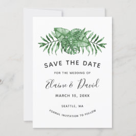 Save The Date Nature tropicale rustique Mariage de verdure botan