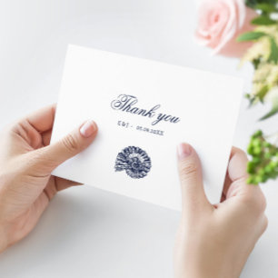 Save The Date Nautical Oceanic dark navy "Thank you" Card