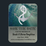 Save the Date Nautical Sailor Anchor Wedding Magnet<br><div class="desc">Nautical speichert die Dattelmagnete für das Segelpaar. Das Design verfügt über eine Ozeanwelle und einen silbernen Anker. ========DESIGN TIP========= Verwenden Sie die Schaltfläche Anpassen,  um den Text auf der Unterseite des Magneten zu verändern oder zu verkleinern.</div>