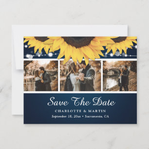 Save The Date Navy Blue Lace Tournesol Photo Enregistrer Les Car