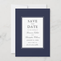 Navy Blue Simple Elegant Enregistrer la date avec