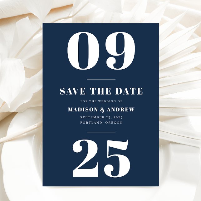 Save The Date Navy Bold Typographie Enregistrer la date (Créateur téléchargé)