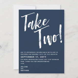 Save The Date Navy & White Take Two ! Mariage reporté