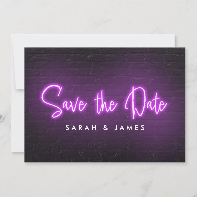 Save The Date Neon Modern Enregistrer la Date (Devant)
