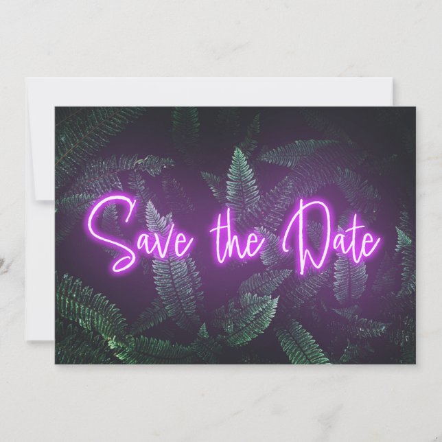 Save The Date Neon moderne verte tropicale Enregistrer la date (Devant)