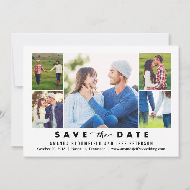 Save The Date Nettoyer Collage COULEUR MODIFIABLE Enregistrer La (Devant)