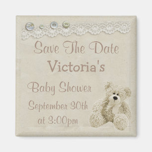 Save the Date Neutrales Teddybär-Baby-Shower Magnet