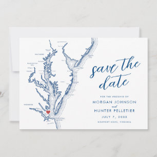 Save The Date Newport News Virginia Map Mariage moderne