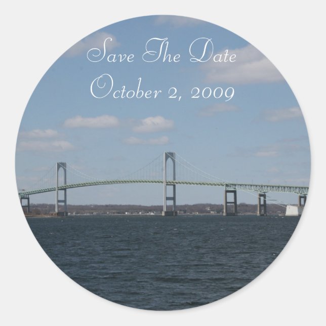 Save the Date, NEWPORT, RI Runder Aufkleber (Vorderseite)