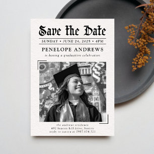 Save the Date Newspaper Foto Graduation Party Einladung