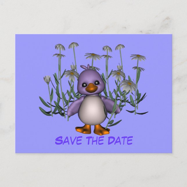 Save the Date Niedliche Bird Daisy Blume Postkarte (Vorderseite)