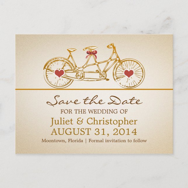 Save the Date niedliche Fahrradpostkarten Ankündigungspostkarte (Vorderseite)