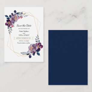 Save the Date niedliche Lila Blumengeometrie Mitteilungskarte